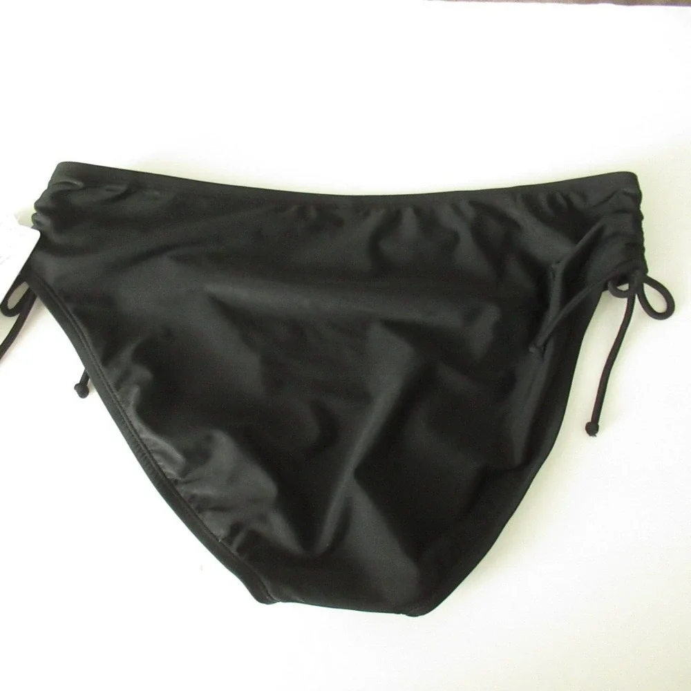 New Sol Collective Bikini Bottom 16‎ Black Ruched Side Tie Swim Suit
